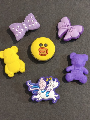 Crocs charms pins Jibbitz set like new, purple and yellow