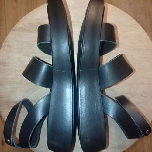 Leather black platform sandals new, size 37