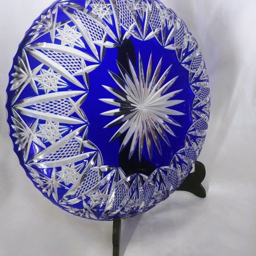 Nachtmann Rom Bleikristall blue platter Germany 50s new