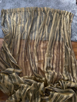 Luxury curtain like new, transparent khaki with wide gold stripes