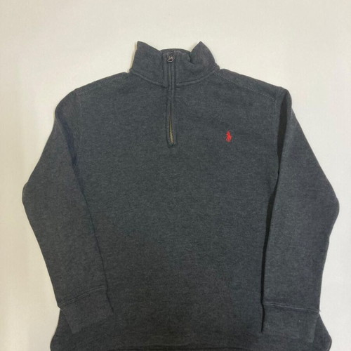 Ralph Lauren Quarter Zip sweater, grey, red pony, size S