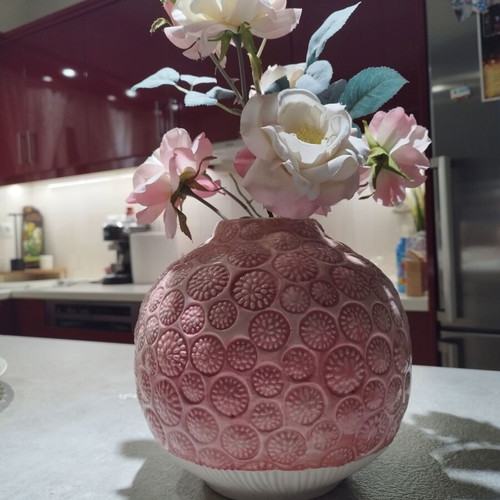 Zara Home pink vase like new, with flower