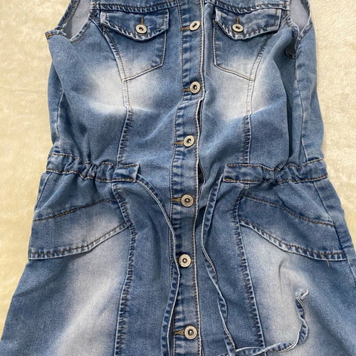 Women's denim vest like new with waist cords, size M