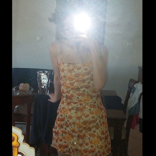 Summer sundress floral used, multicolored, yellow
