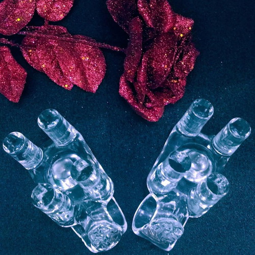 Kosta Boda Jylbock crystal candlesticks pair by Bertil Vallien new