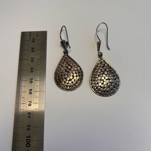 925 Silver Teardrop Earrings New with Textured Finish