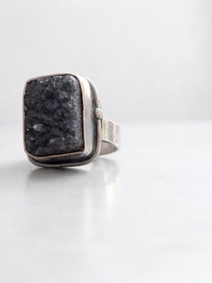Silver ring with amethyst stone used