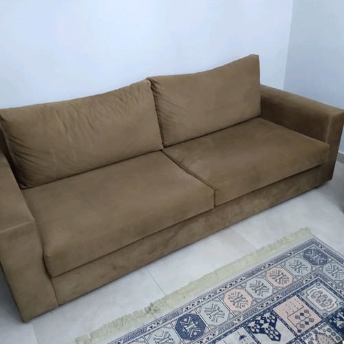 Σαλόνι δύο καναπέδων καινούργιο με ξύλο οξιάς και ύφασμα Αλκαντάρα
