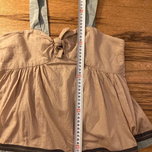 Kookai linen top medium like new, beige with turquoise details