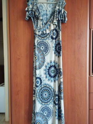 Wrap Dress like new, beige and blue, sizes M/L