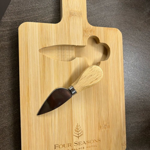 Wooden Four Seasons cheese board with knife 22x17.5 new