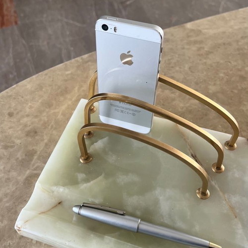 Alabaster desk organizer used in beige and green