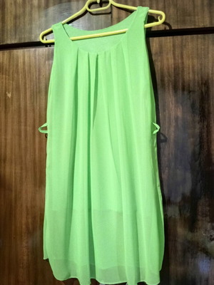 H&M airy green mini dress with belt loops