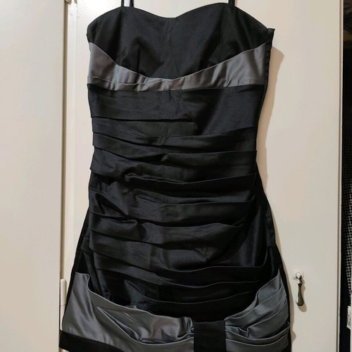 Rinascimento Mini Satin Dress Size M like new, black and silver