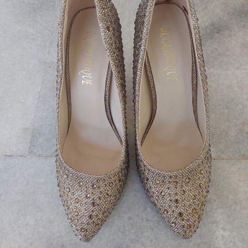 Diamantique high heels size 39 gold with rhinestones new