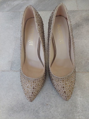 Diamantique high heels size 39 gold with rhinestones new