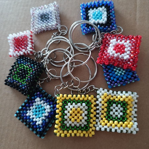 Handmade beaded keychain new, multicolor