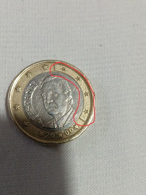 Ισπανικό κέρμα 1 ευρώ μεταχειρισμένο με σφάλμα 2000