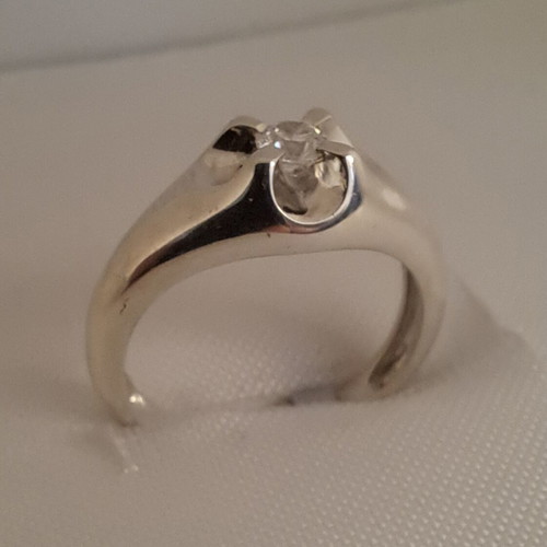 Silver solitaire ring 925 new, size 55