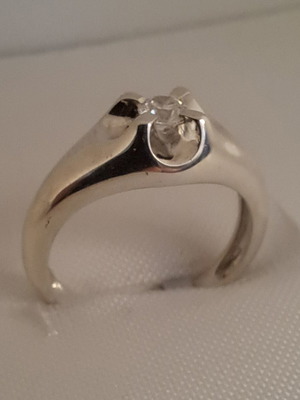 Silver solitaire ring 925 new, size 55