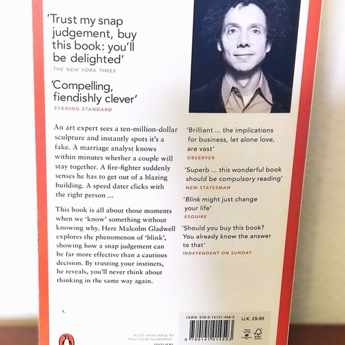 Blink The Power of Thinking Without Thinking by Malcolm Gladwell paperback like new