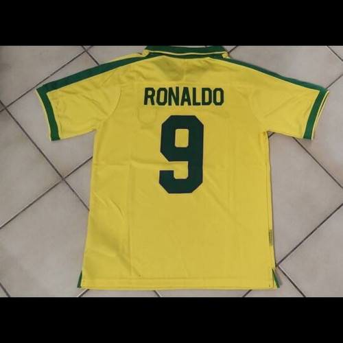 Brazil National Team 1998 World Cup Home Jersey with Ronaldo 9, Nike
