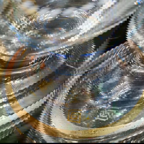 Антична немска ръчно рисувана стъклена чаша викторианска като ново