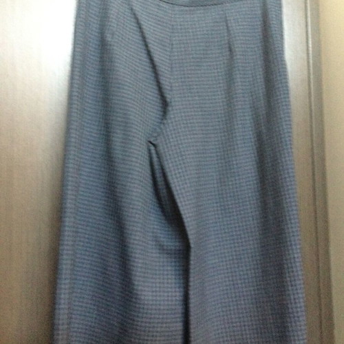 Wide checked zip culotte pants blue gray, like new, size M