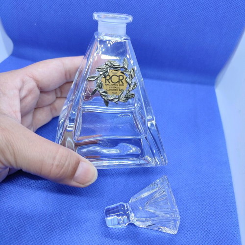 RCR crystal perfume bottle used with silver detail
