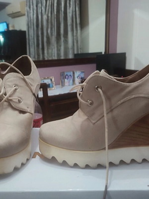 Platform shoes like new, beige, size 38, suede