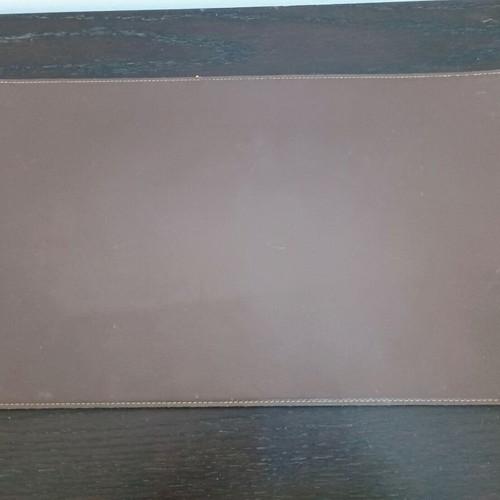 Leather placemats used, brown, pack of 6, Italian with decorative stitching