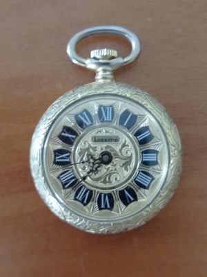 Vintage Lucerne Swiss Made mechanical pocket watch, gold tone