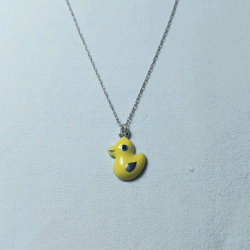 Silver children's duck necklace