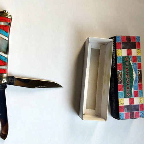 Rough Rider Stoneworks Trapper Knife with Mother of Pearl Insert Unused