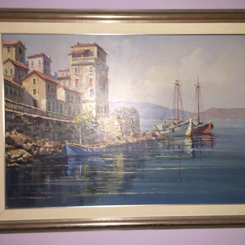 Πίνακας ζωγραφικής Ν. Κρίδερας σαν καινούργιος, ελαιογραφία σε μουσαμά