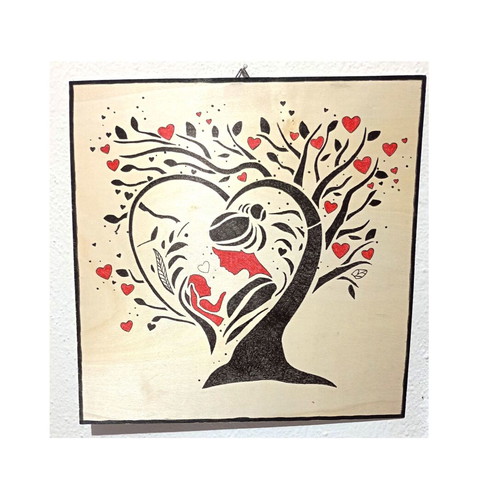 Handmade wooden frame, Motherhood, hand-painted, 30x30cm