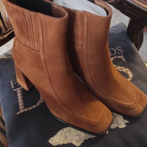 Castor ankle boots new leather brown size 40 heel 10 cm