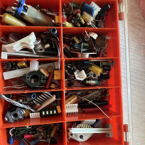 Electronic components collection used, 5 sorting boxes