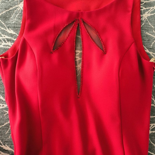 Maxi dress red new with bead design and sheer details
