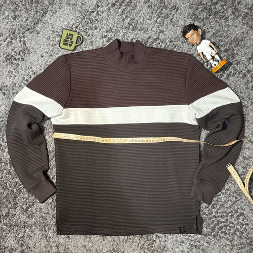 Soulstars turtleneck jumper, brown and white striped, size M