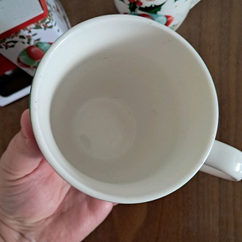 Porcelain Christmas mugs used, set of 2 with boxes