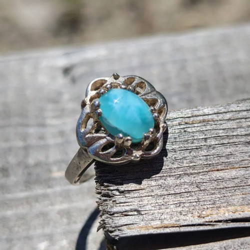 Silver ring with Larimar new, size 7