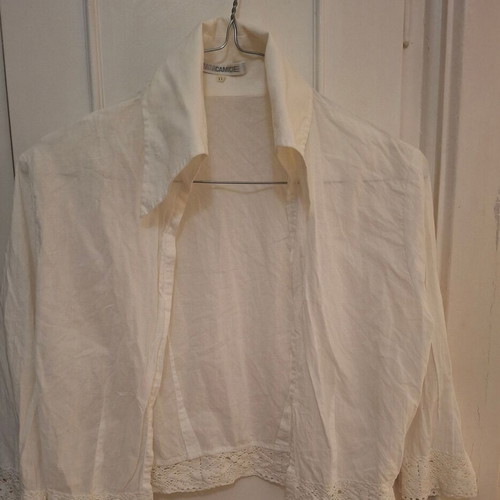 Naracamicie cropped shirt small, new, white, cotton with lace
