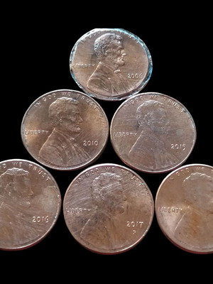 US 1 Cent Coins Lincoln used, set of 6 (2006-2018)