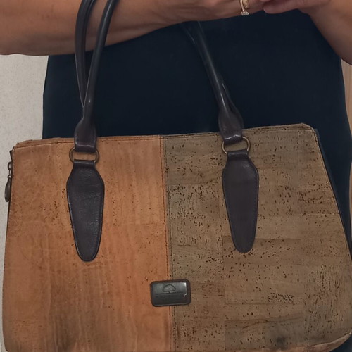 Montado natural cork shoulder bag, beige and brown