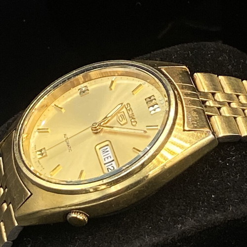 Seiko 5 Datejust Automatic men's watch like new, gold plated