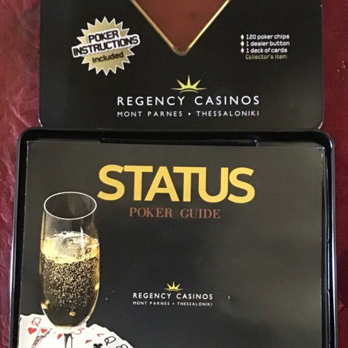 Poker set new condition in metal box with chips and cards