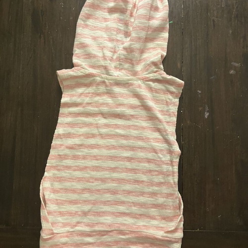 Tally Weijl sleeveless striped hoodie XS, pink and white