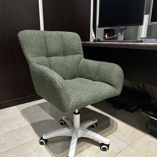 Office chair new, boucle fabric and metal