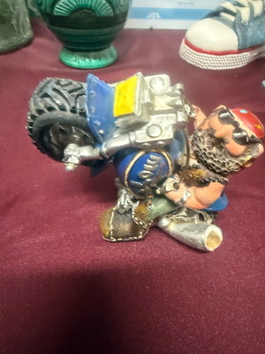 Motorcyclist ceramic vintage figurine new hand-painted